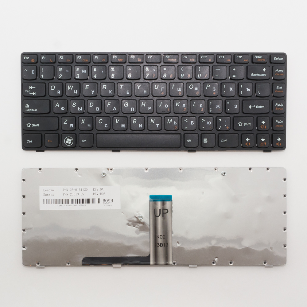 Клавиатура для ноутбука Lenovo B470, G470, V470 черная с рамкой