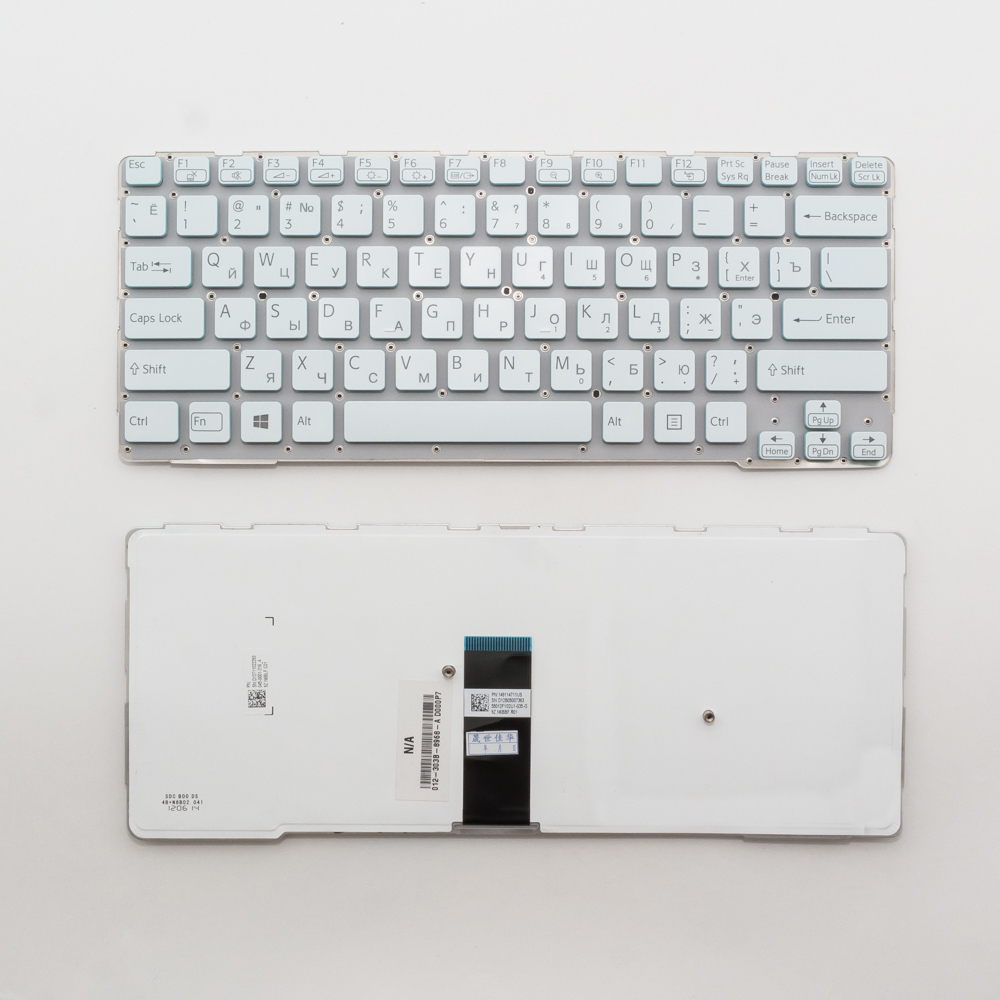 Клавиатура для ноутбука Sony SVE14A белая без рамки