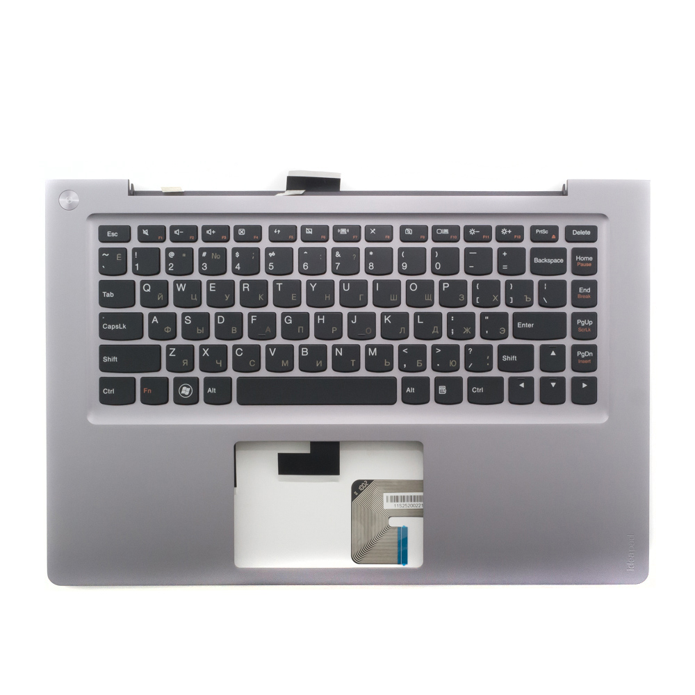 Клавиатура для ноутбука Lenovo IdeaPad U400 черная с серым топкейсом