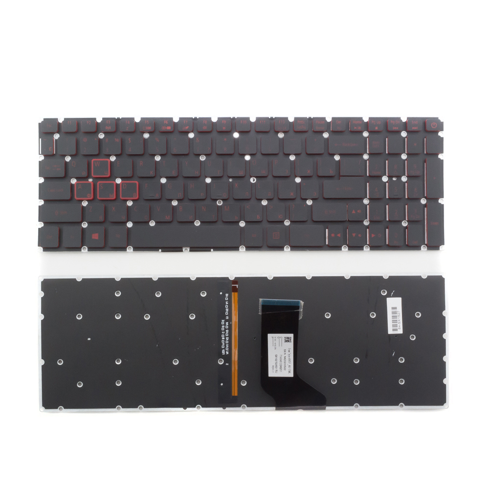 Клавиатура для ноутбука Acer Nitro 5 AN515 черная без рамки, с подсветкой