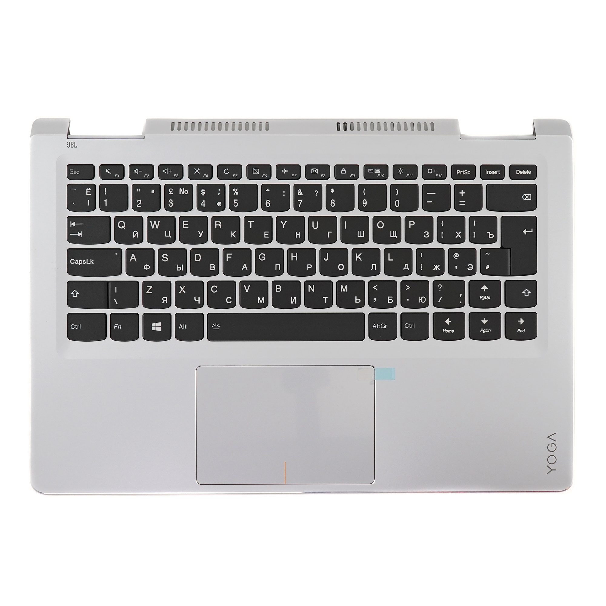 Клавиатура для ноутбука Lenovo Yoga 710-14ISK чёрная с серебристым топкейсом